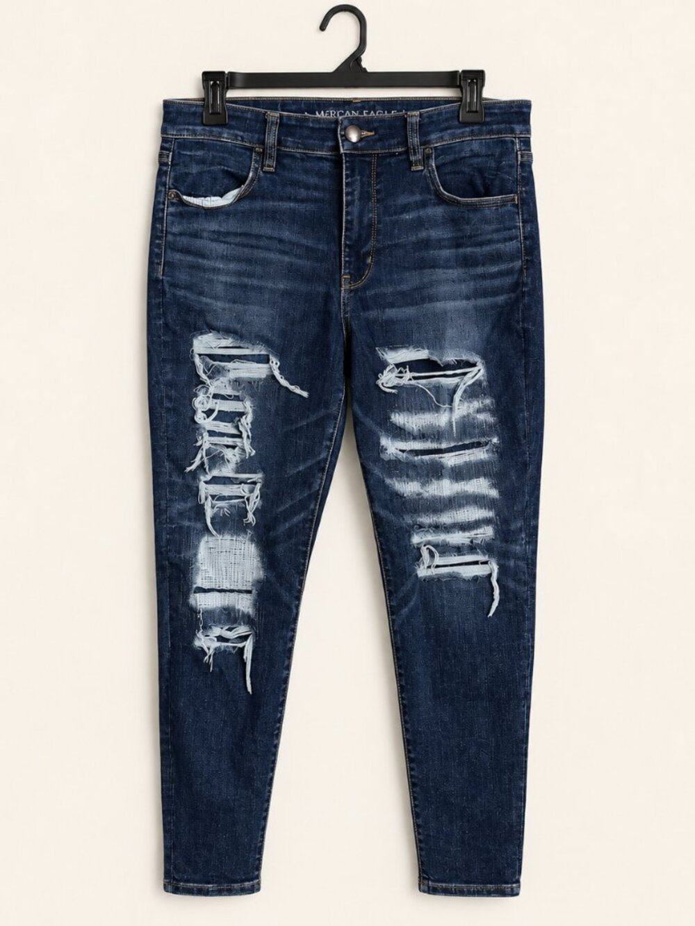 American Eagle Super Super Stretch X Ripped Skinny Jeans Size 14 Short